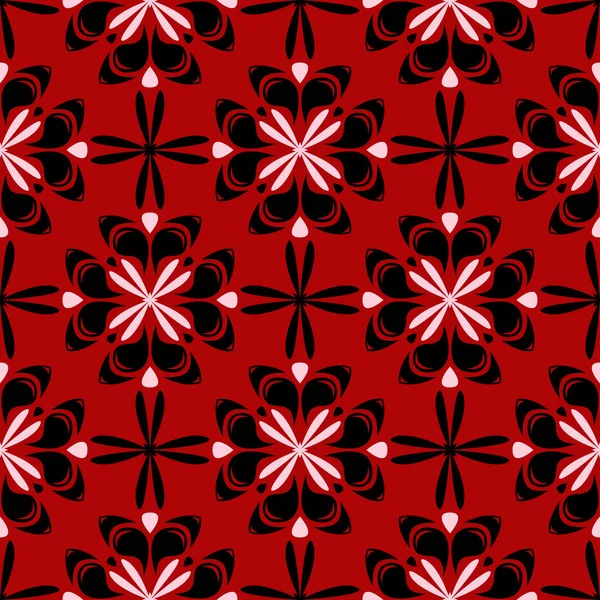 Motif Floral Sans Couture Sur Fond Rouge Fond Écran Textile — Image vectorielle