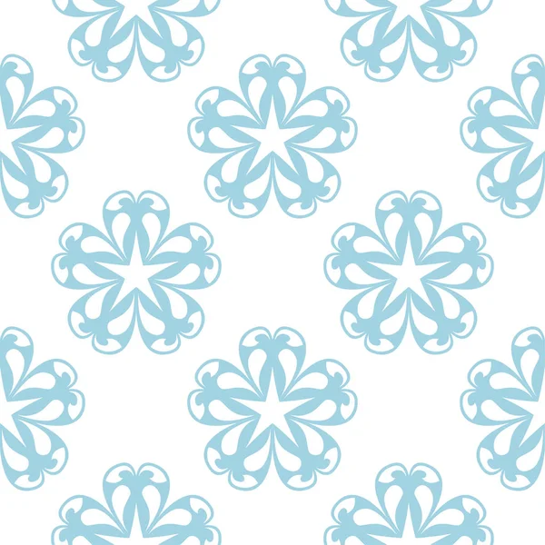 Kék Virág Dísz Fehér Háttér Előtt Varrat Nélküli Mintát Textil — Stock Vector
