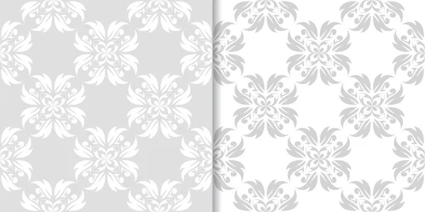 薄い灰色の花背景 テキスタイルや壁紙のためのシームレスなパターンのセット — ストックベクタ
