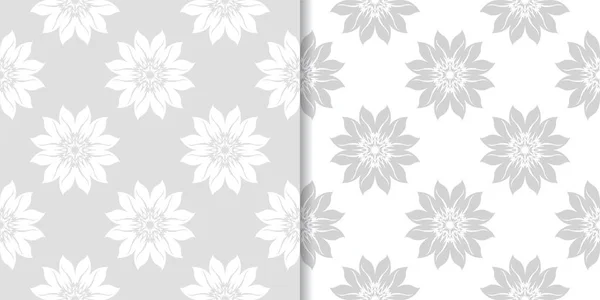 Fondo Floral Gris Claro Conjunto Patrones Sin Costura Para Textiles — Vector de stock