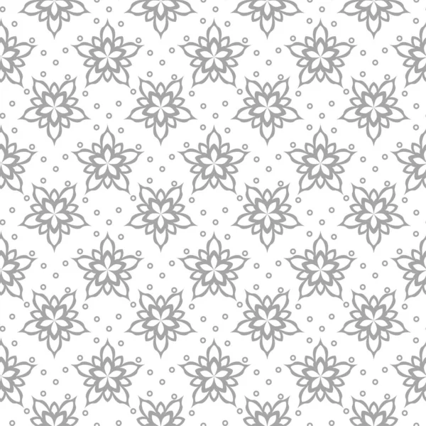 Adorno Floral Gris Claro Blanco Patrón Sin Costuras Para Textiles — Vector de stock