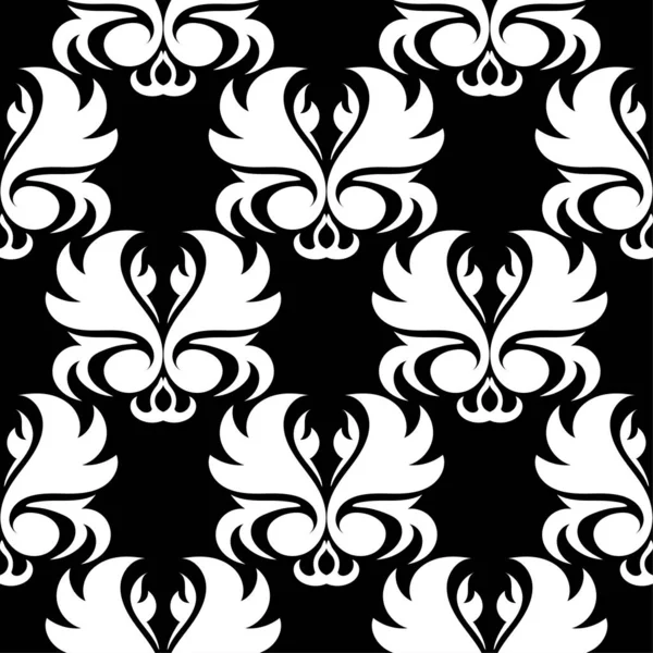 Bílé Květy Černém Pozadí Ornamentální Vzor Bezešvé Pro Textil Tapety — Stockový vektor