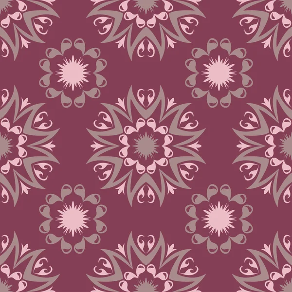 Padrão Sem Costura Floral Vermelho Roxo Fundo Com Elementos Design — Vetor de Stock