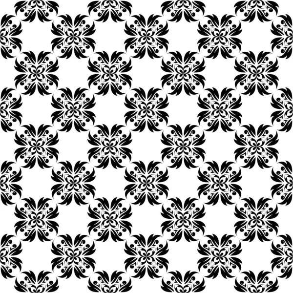 Чорний Квітковий Орнамент Білому Тлі Безшовний Візерунок Текстилю Шпалер — стоковий вектор