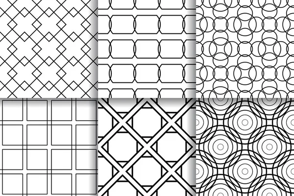 Kesintisiz geometrik desenler. Tekstil, kumaş veya duvar kağıtları için koleksiyon siyah ve beyaz arka plan