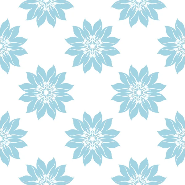 Blauer Blumenschmuck Auf Weißem Hintergrund Nahtloses Muster Für Textilien Und — Stockvektor