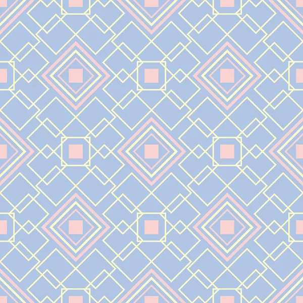Синій Геометричний Безшовний Візерунок Фон Бежевими Рожевими Елементами Шпалер Текстилю — стоковий вектор