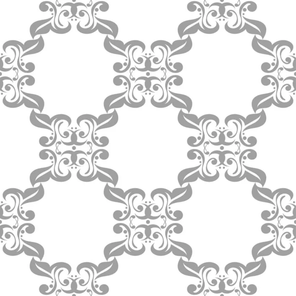Licht Grijze Floral Ornament Witte Achtergrond Naadloze Patroon Voor Textiel — Stockvector