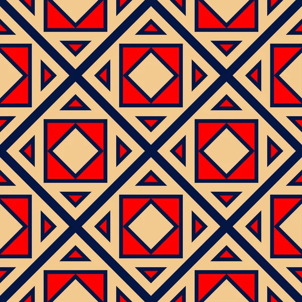 几何无缝图案 彩色红色和蓝色背景为墙纸 纺织品和织品 — 图库矢量图片
