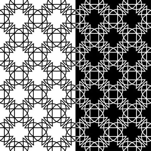 Black White Geometric Prints Set Seamless Patterns Web Textile Wallpapers — Stock Vector