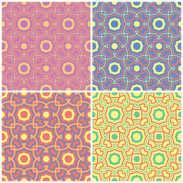 Farbige Florale Nahtlose Hintergründe Reihe Heller Muster Mit Geometrischen Elementen — Stockvektor