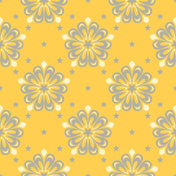 Motif Floral Jaune Sans Couture Arrière Plan Avec Des Dessins — Image vectorielle