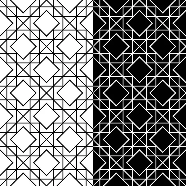 Black White Geometric Set Seamless Patterns Web Textile Wallpapers — Stock Vector