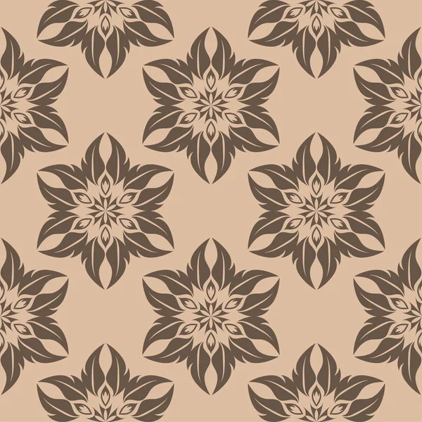 Ornement Floral Brun Sur Fond Beige Modèle Sans Couture Pour — Image vectorielle