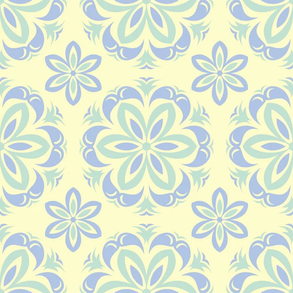 Patrón Sin Costura Floral Fondo Beige Con Elementos Flores Azul — Archivo Imágenes Vectoriales