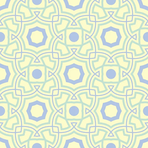 Geometrische Naadloze Patroon Beige Achtergrond Met Blauwe Groene Elementen Voor — Stockvector