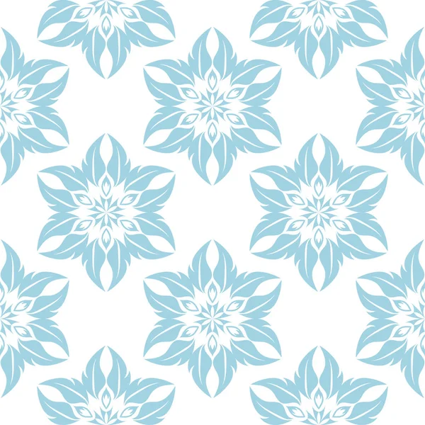 Ornement Floral Bleu Sur Fond Blanc Modèle Sans Couture Pour — Image vectorielle