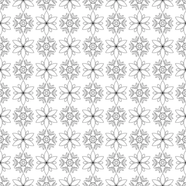Černé Bílé Květinové Ornamenty Vzor Bezešvé Pro Textil Tapety — Stockový vektor