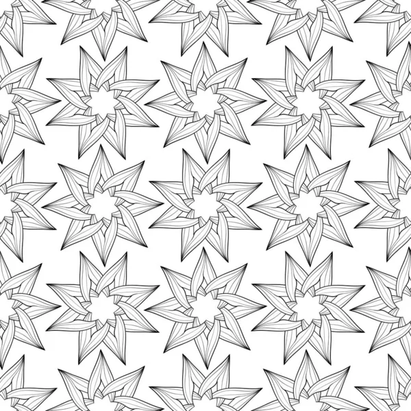 Zwarte Bloemen Ornament Witte Achtergrond Naadloze Patroon Voor Textiel Wallpapers — Stockvector