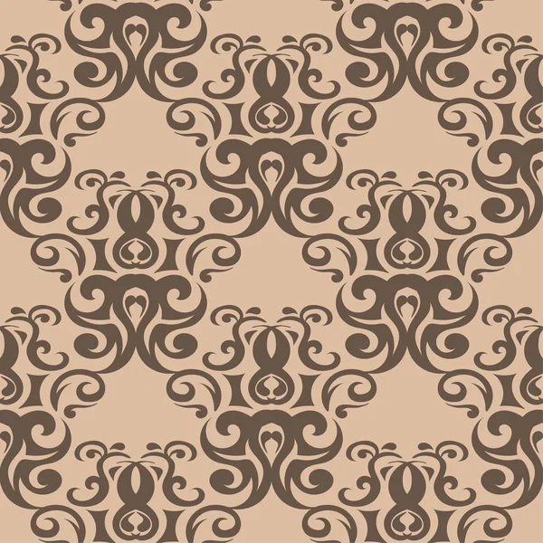 Design Floral Marron Sur Fond Beige Modèle Sans Couture Pour — Image vectorielle