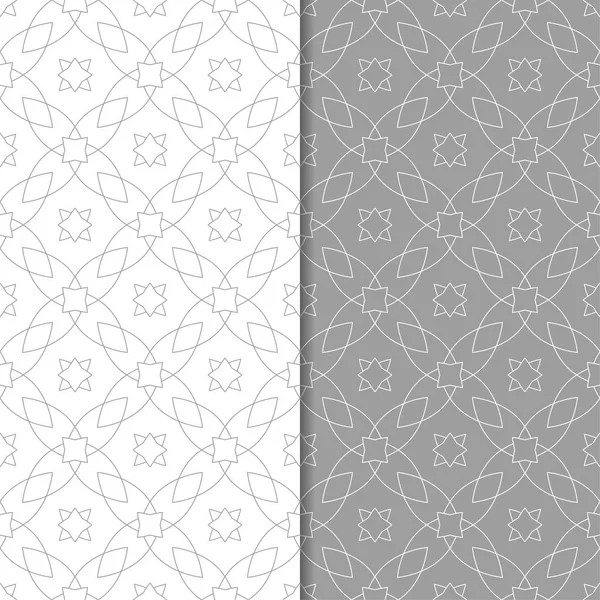 Ornements Géométriques Gris Blanc Ensemble Motifs Sans Couture Pour Toile — Image vectorielle