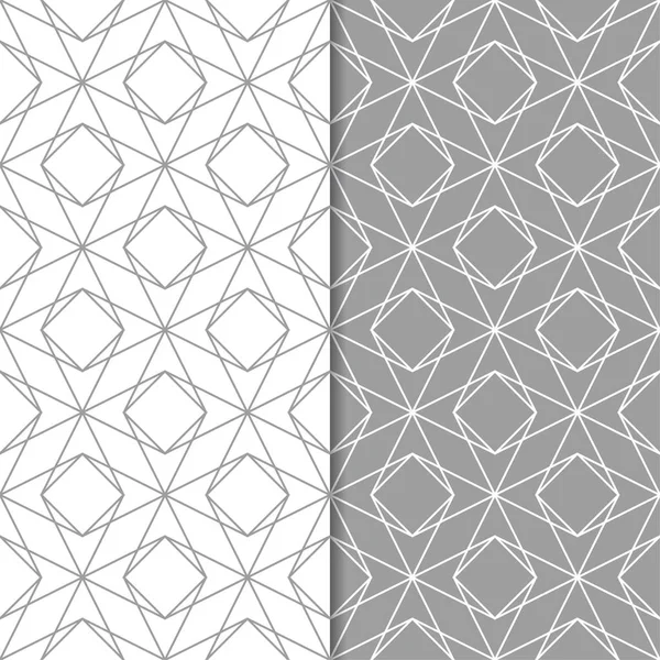 Gris Blanco Estampados Geométricos Conjunto Patrones Sin Costura Para Tela — Archivo Imágenes Vectoriales