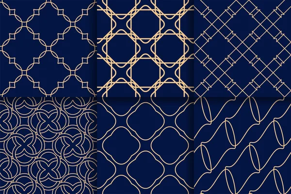 Geometrische Nahtlose Muster Kollektion Gelber Und Blauer Hintergründe Für Textilien — Stockvektor