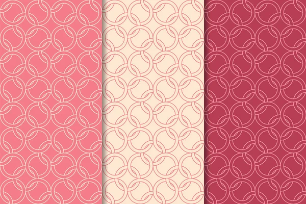 Kiraz kırmızısı geometrik süsler. Web, Tekstil ve duvar kağıtları için dikey Dikişsiz desen seti