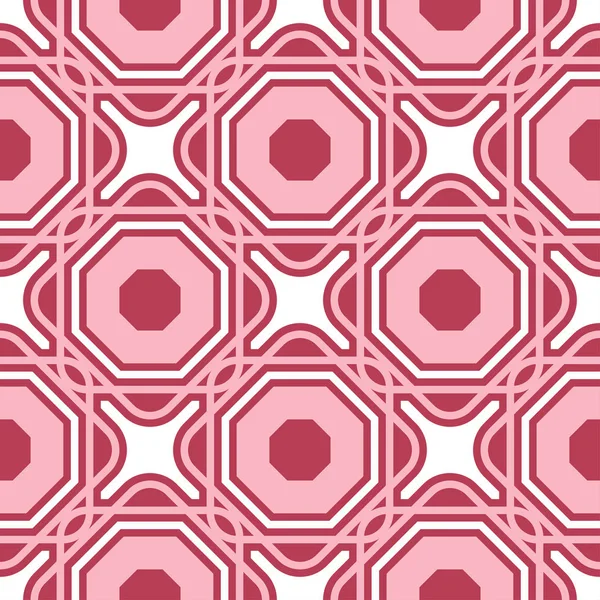Roter Nahtloser Hintergrund Geometrisches Rosa Und Beiges Muster Für Tapeten — Stockvektor