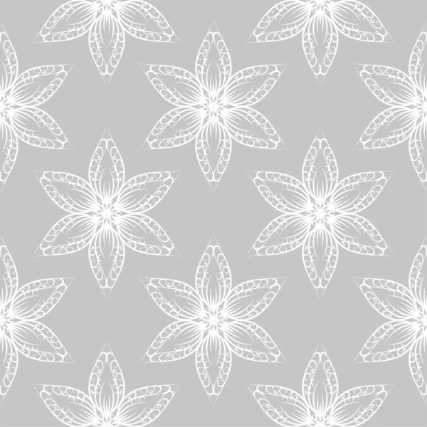 Gri arka plan üzerinde beyaz çiçek süsleme. Tekstil ve duvar kağıtları için seamless modeli