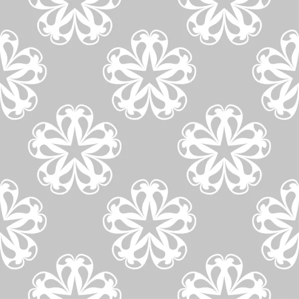 Weißer Blumenschmuck Auf Grauem Hintergrund Nahtloses Muster Für Textilien Und — Stockvektor