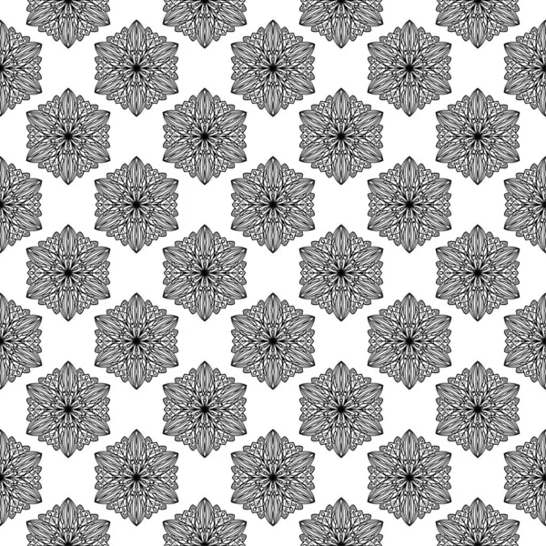 Design Floral Preto Fundo Branco Padrão Sem Costura Para Têxteis — Vetor de Stock