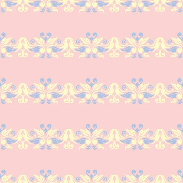 Цветочный Бледно Розовый Бесшовный Узор Голубым Бежевым Дизайном Фон Обоев — стоковый вектор