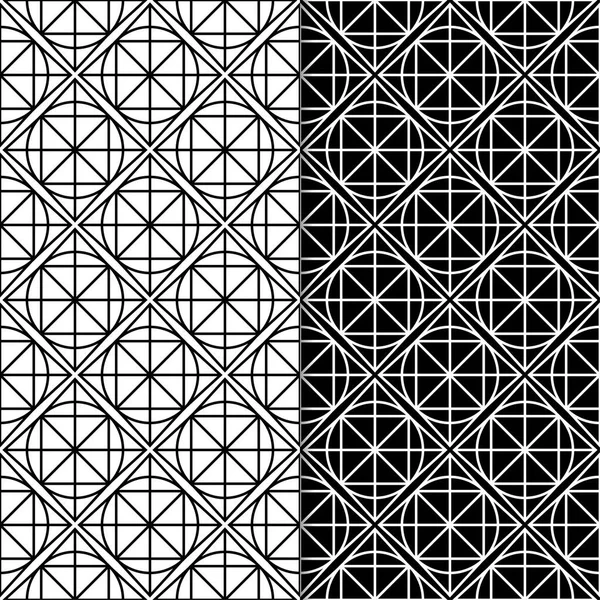 Black White Geometric Seamless Patterns Web Textile Wallpapers — Stock Vector