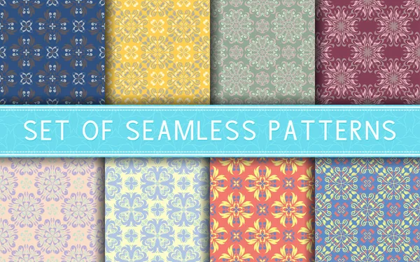 Nahtlose Muster Kollektion Farbiger Floraler Hintergründe Für Textilien Stoffe Oder — Stockvektor