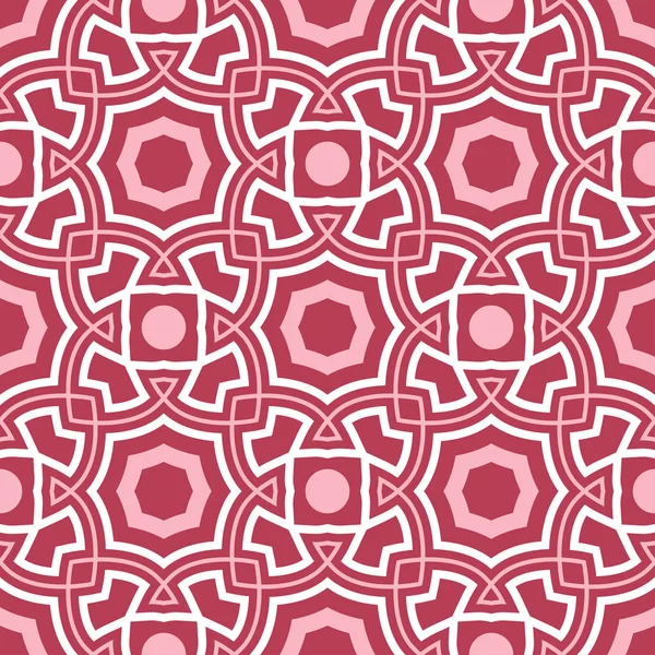几何红色无缝图案 着色的背景为墙纸 纺织品和织品 — 图库矢量图片