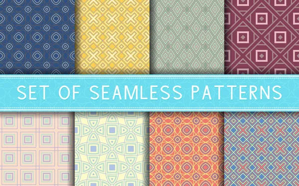 Geometric Seamless Patterns Collection Colored Backgrounds Textile Fabrics Wallpapers — Stock Vector