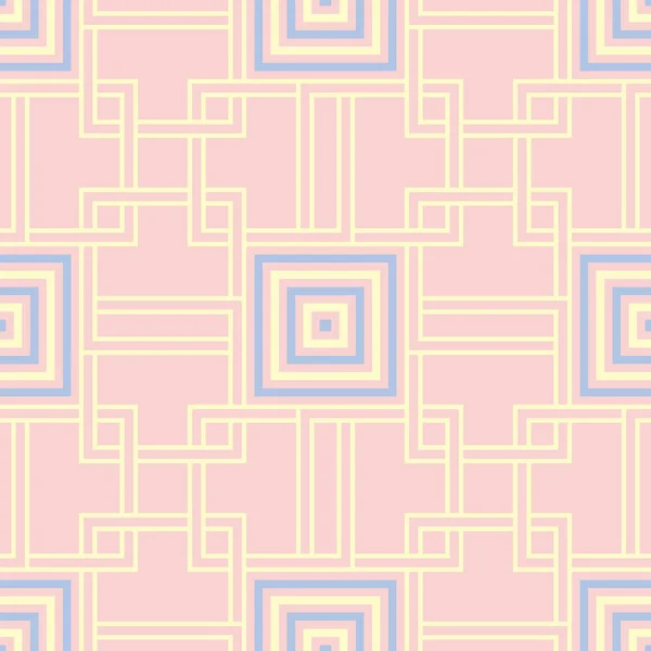 Geometric Seamless Pattern Pale Pink Background Blue Beige Elements Wallpapers — Stock Vector