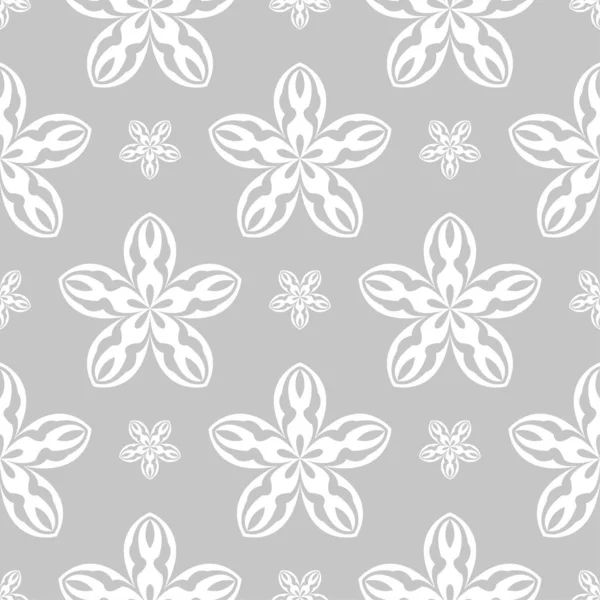 Adorno Floral Gris Blanco Patrón Sin Costuras Para Textiles Fondos — Vector de stock