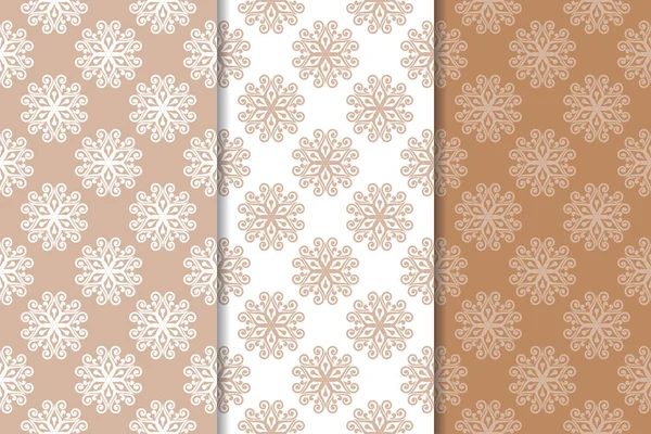 Kahverengi çiçek arka planlar. Tekstil ve duvar kağıtları için dikişsiz desen seti