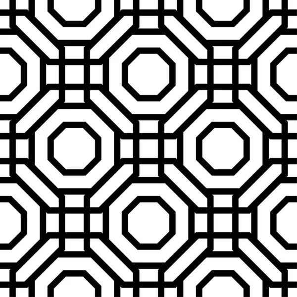 Impresión Geométrica Monocromática Blanco Negro Patrón Sin Costuras Para Tela — Vector de stock