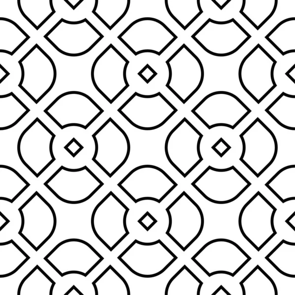 White Black Monochrome Geometric Ornament Seamless Pattern Web Textile Wallpapers — Stock Vector