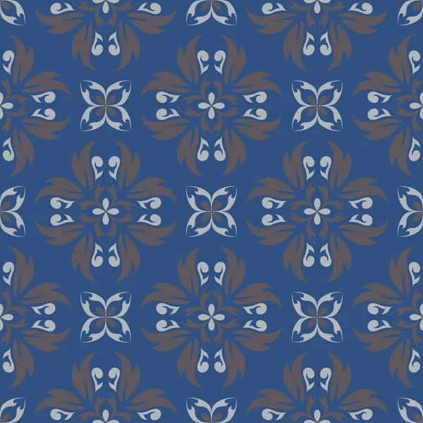 Motif Floral Sans Couture Fond Bleu Foncé Avec Des Motifs — Image vectorielle