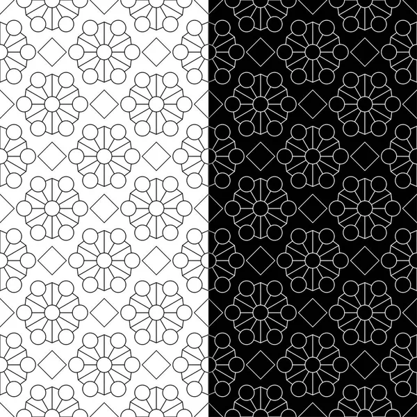 Siyah ve beyaz geometrik süsler. Web, Tekstil ve duvar kağıtları için dikişsiz desen seti
