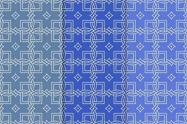 Mavi geometrik süsler. Web, Tekstil ve duvar kağıtları için dikey Dikişsiz desen seti