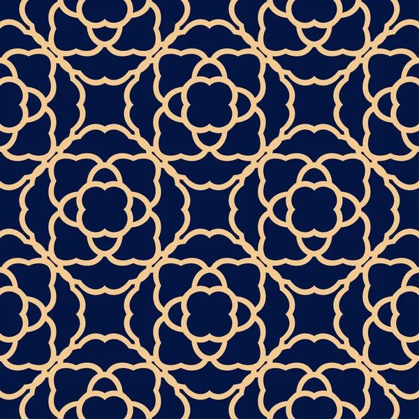 Flores Doradas Sobre Fondo Azul Patrón Sin Costuras Para Textiles — Vector de stock