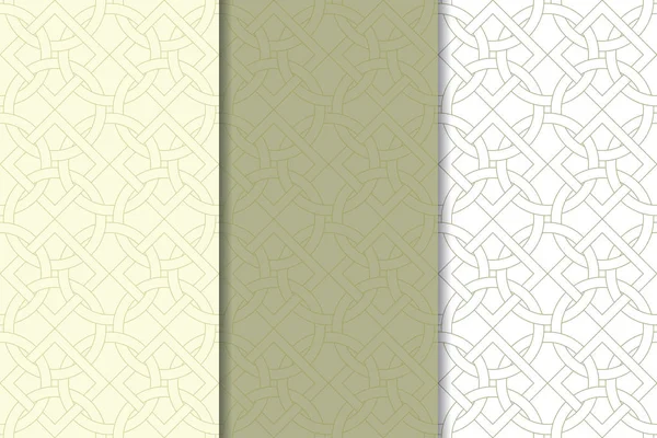 Zeytin yeşili ve web, Tekstil ve duvar kağıtları için geometrik Dikişsiz desen beyaz set