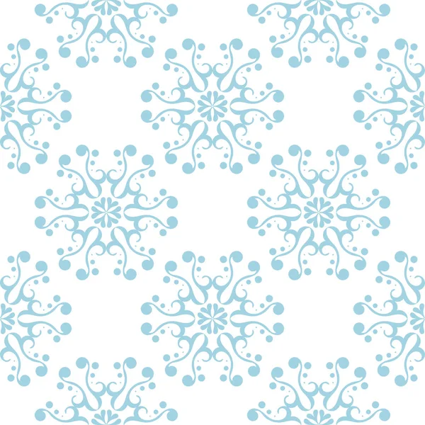 Ornamento Floral Azul Sobre Fundo Branco Padrão Sem Costura Para — Vetor de Stock