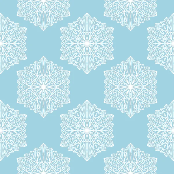 Λευκό Floral Σχέδιο Μπλε Φόντο Χωρίς Ραφή Πρότυπο Για Υφάσματα — Διανυσματικό Αρχείο