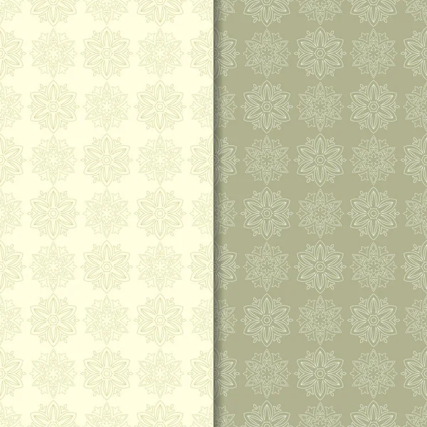 Zeytin yeşili çiçek arka planlar. Tekstil ve duvar kağıtları için dikişsiz desen seti